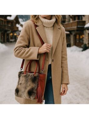 Miss Albright Faux Fur & Leather Crossbody Bag – Boho Winter Bag, Anthro Style